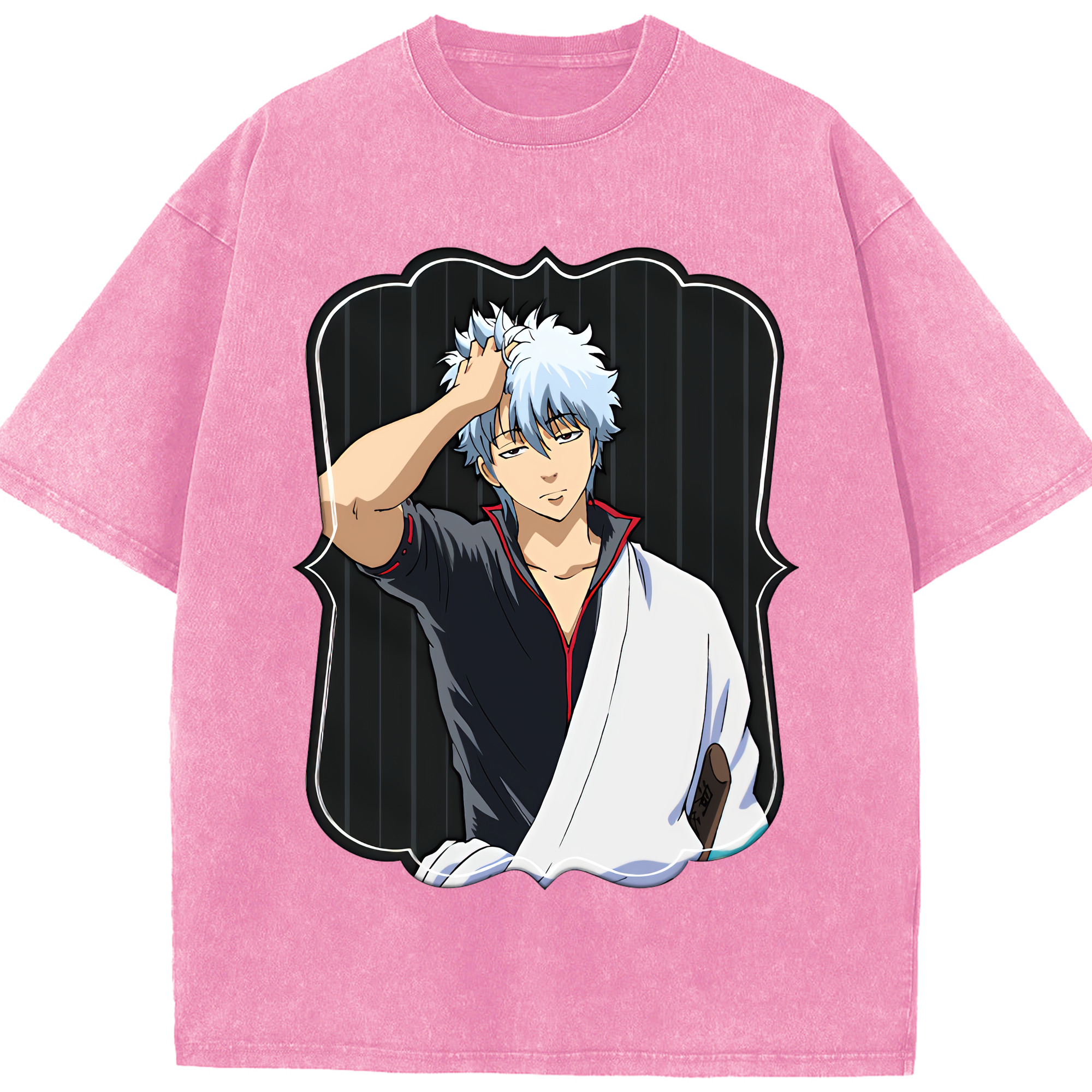 （画像用） ぎんたま 坂田銀時（さかたぎんとき） 神楽 志村新八（しむら しんぱち） GINTAMA Sakata Gintoki Kagura Shimura Shinpachi 綿100% ヴィンテージ風 半袖Tシャツ（フロントプリント）